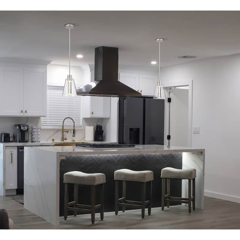 Aura 7 Inch LED Pendant Brushed Nickel K9 Bubble Crystal 3000K CCT - Brushed Nickel