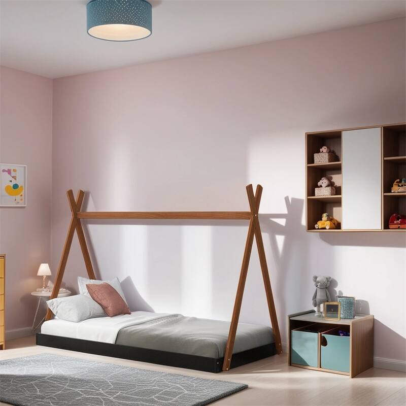 Twin Size Tent Floor Bed with Triangle Structure