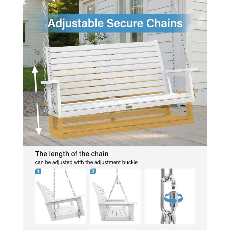 WINSOON 55" All Weather HIPS Outdoor Porch Swing