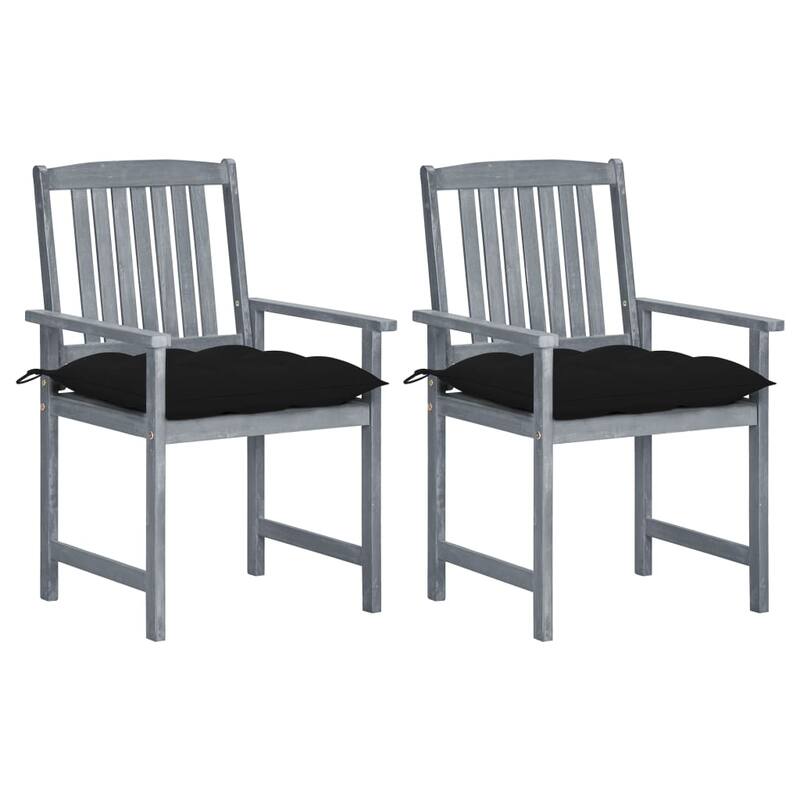vidaXL Patio Chairs Outdoor Dining Chair with Cushions Gray Solid Wood Acacia