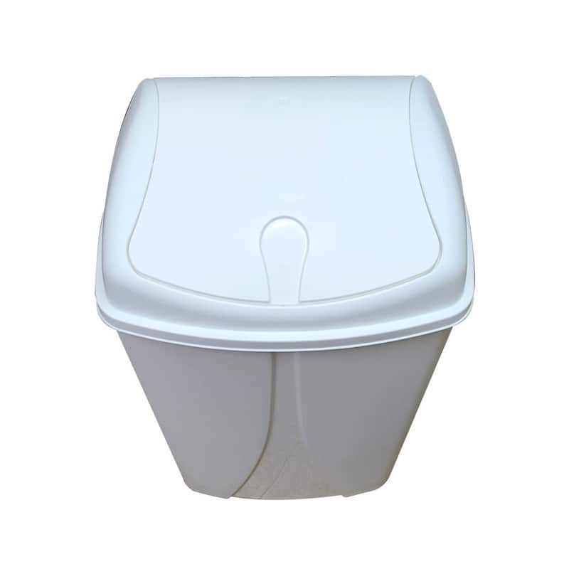 YBM Home Portable Plastic Trash Can with Dual Swing Lid