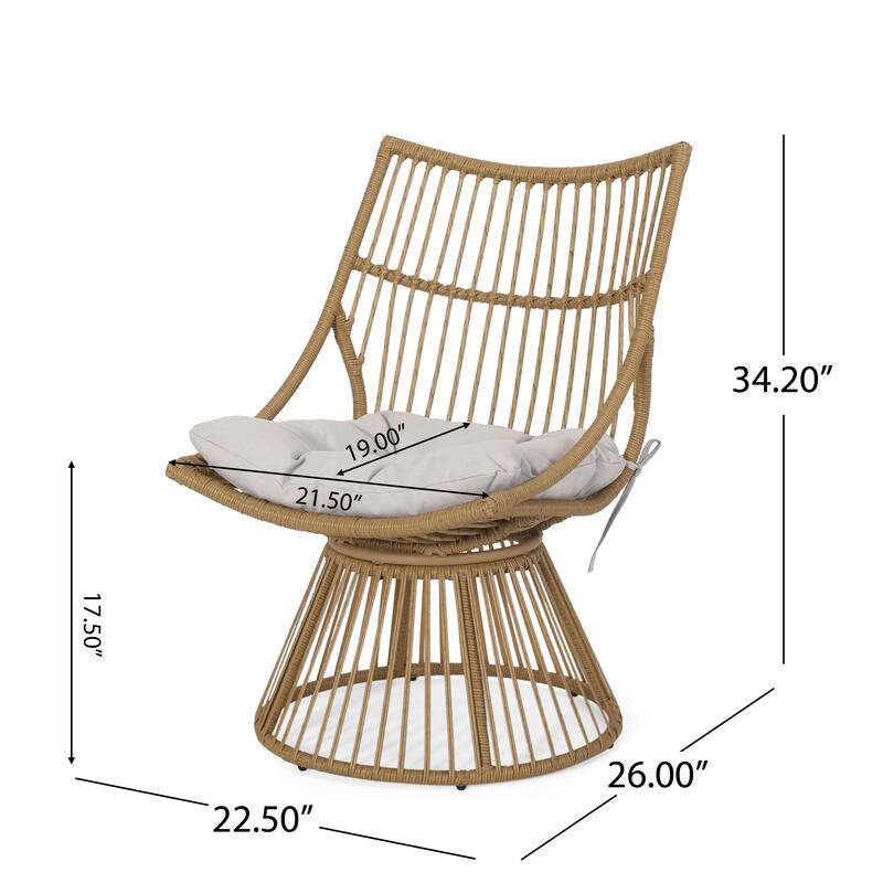 Caryl Outdoor Wicker 2 Seater Chat Set with Cushion by Christopher Knight Home