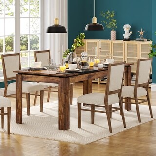 Rectangular Dining Table, Rustic Kitchen Table for 6 , 71 inches Wood ...