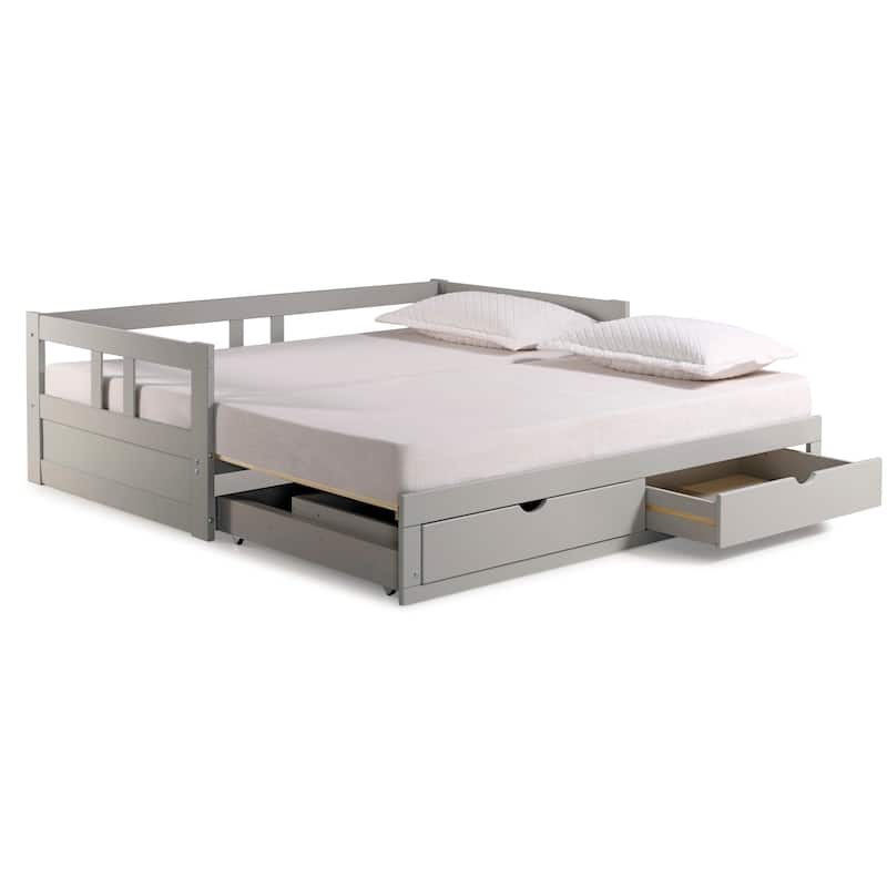 Melody Expandable Twin-to-King Trundle Daybed with 2 Storage Drawers