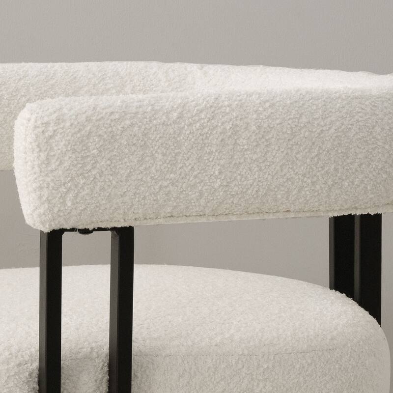 Boucle Upholstered Counter Stool with Arms(Set of 2)