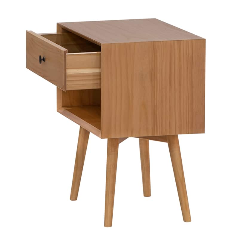 Middlebrook Mid-Century Solid Wood 1-Drawer, 1 Shelf Nightstand