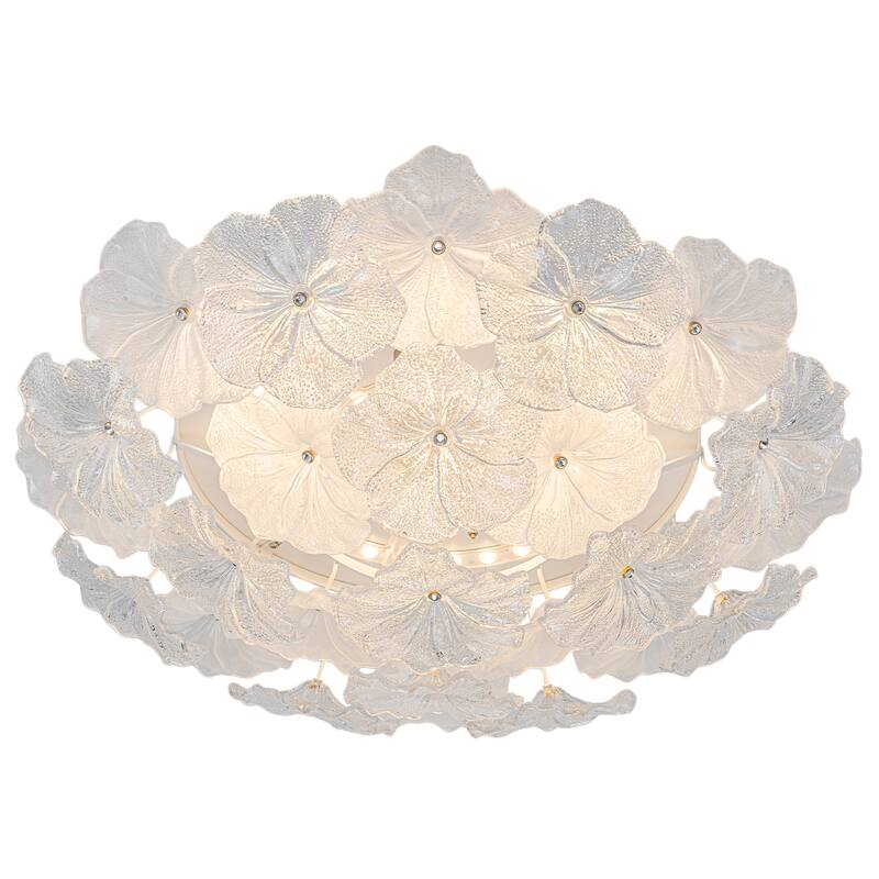 LED Flush Mount Ceiling Light with Clear and Frosted Glass Petal Design