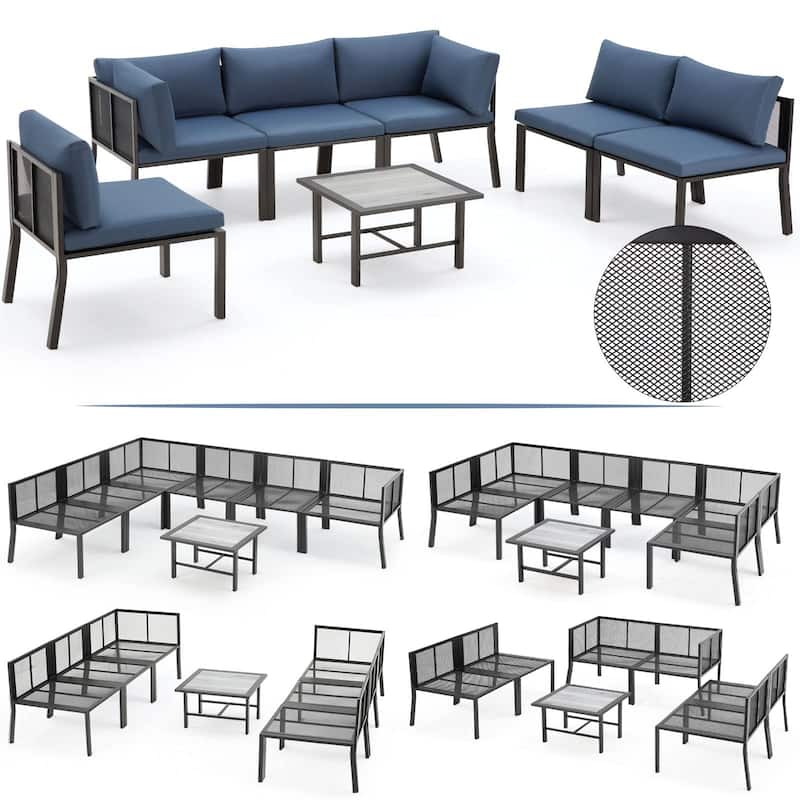 AECOJOY Outdoor 7 Pieces Patio Conversation Sets with Cushions