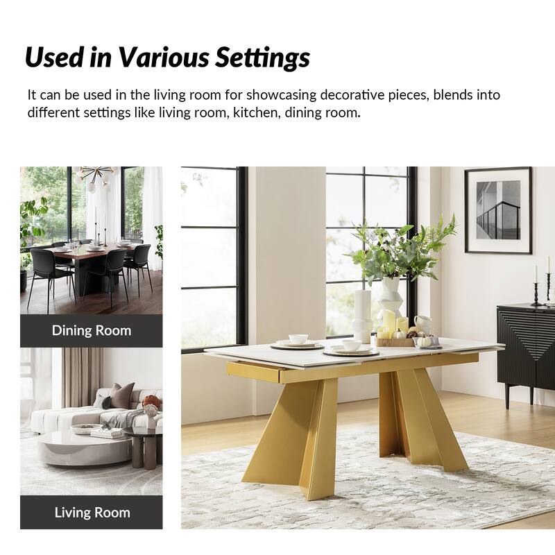 Noah 94" Mordern Extendable Dining Table with Metal Base by HULALA HOME