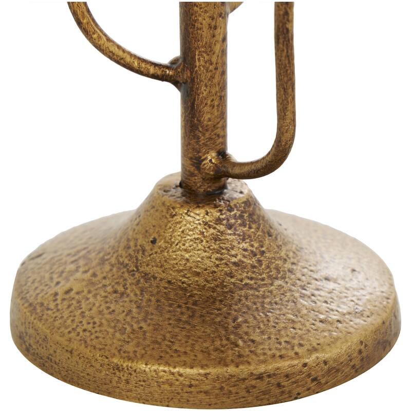 Metal Abstract Mushroom Inspired Candle Holder - Set of 2 Gold - Roche River Decor