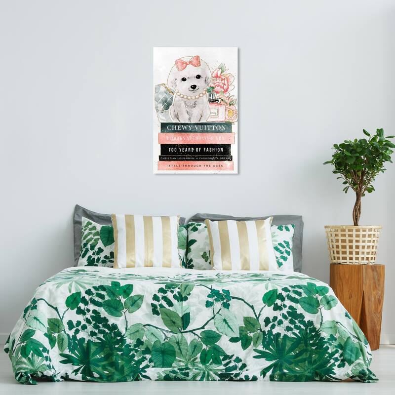 Wynwood Studio Canvas Animals Maltese on Fashion Books Orange and Salmon Glam Wall Art Canvas Print - 24 x 36