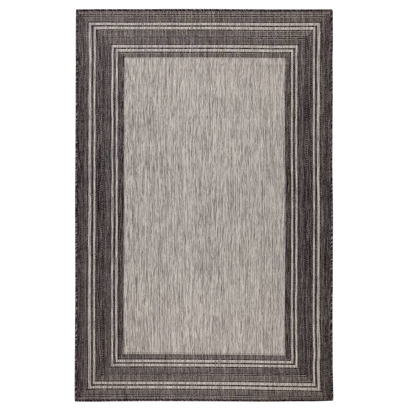 Liora Manne Carmel Multi Border Indoor/ Outdoor Area Rug - 4'10" x 7'6" - Black
