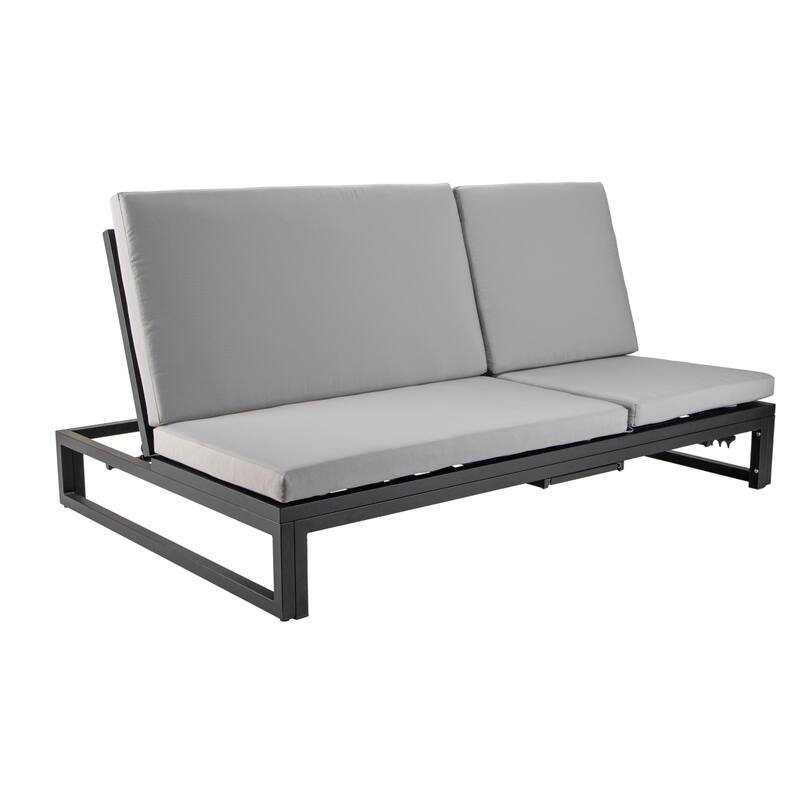 Chelsea Polyester Fabric Outdoor Lounge Chair with Four-Level Adjustable Backrest and Powder-Coated Aluminum Frame - Light Grey