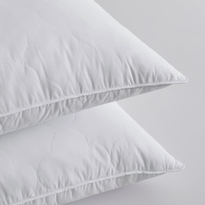 2 Pack Gusseted & Classic Goose Feather Bed Pillows with Soft Cover - White