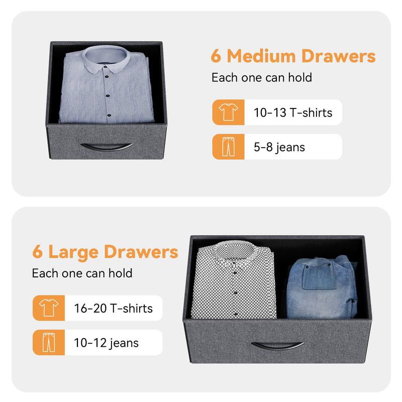 12 Drawer Dresser, Storage Organizer Unit with Fabric