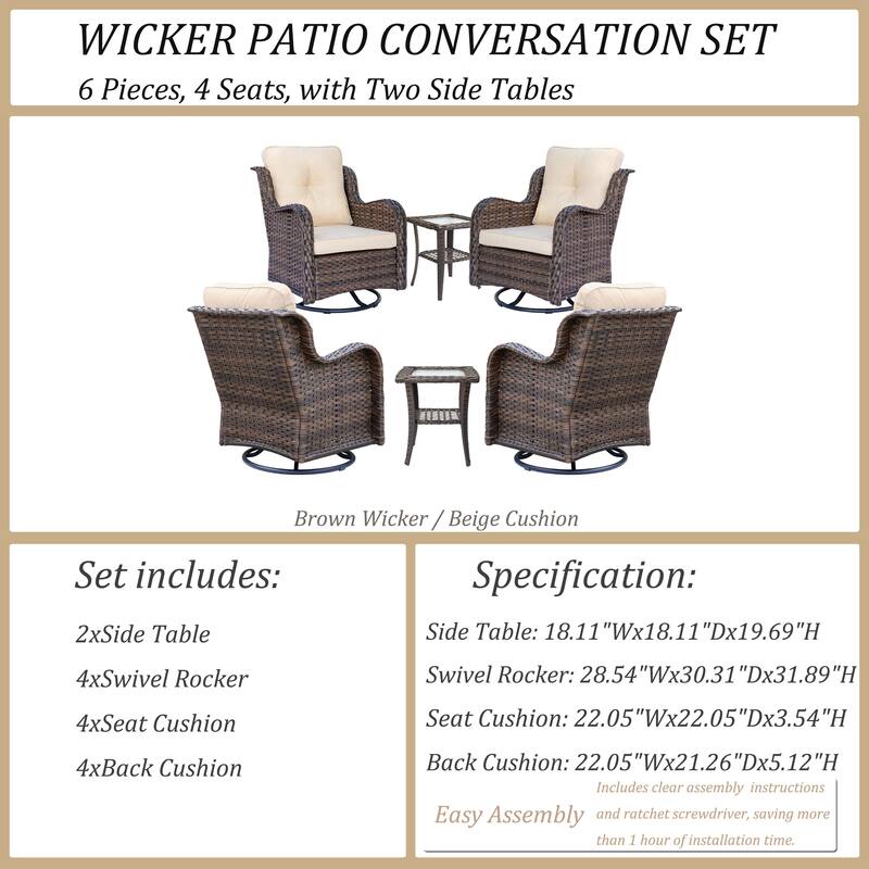 Wicker Patio Furniture Set-Outdoor Patio Conversation Seating Sets