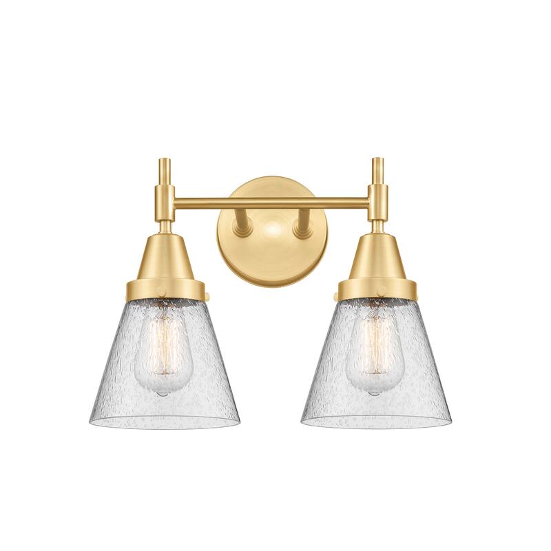 Innovations Lighting Caden Cone - 2 Light 15" Bath Vanity Light - Satin Gold/Seedy