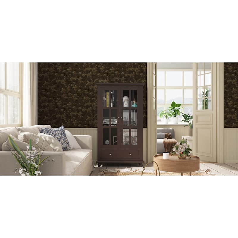 Kerrogee 55.1"H Bookcase Display Cabinet China Cabinet Glass Door