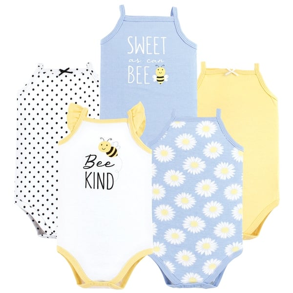 slide 1 of 1, Hudson Baby Infant Girl Cotton Sleeveless Bodysuits, Bee Kind 3-6 Months - Bee Kind