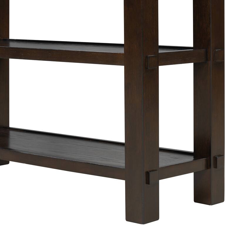 36" Retro Console Table with Drawer and Two Sturdy Shelves for Entryway or Living Room