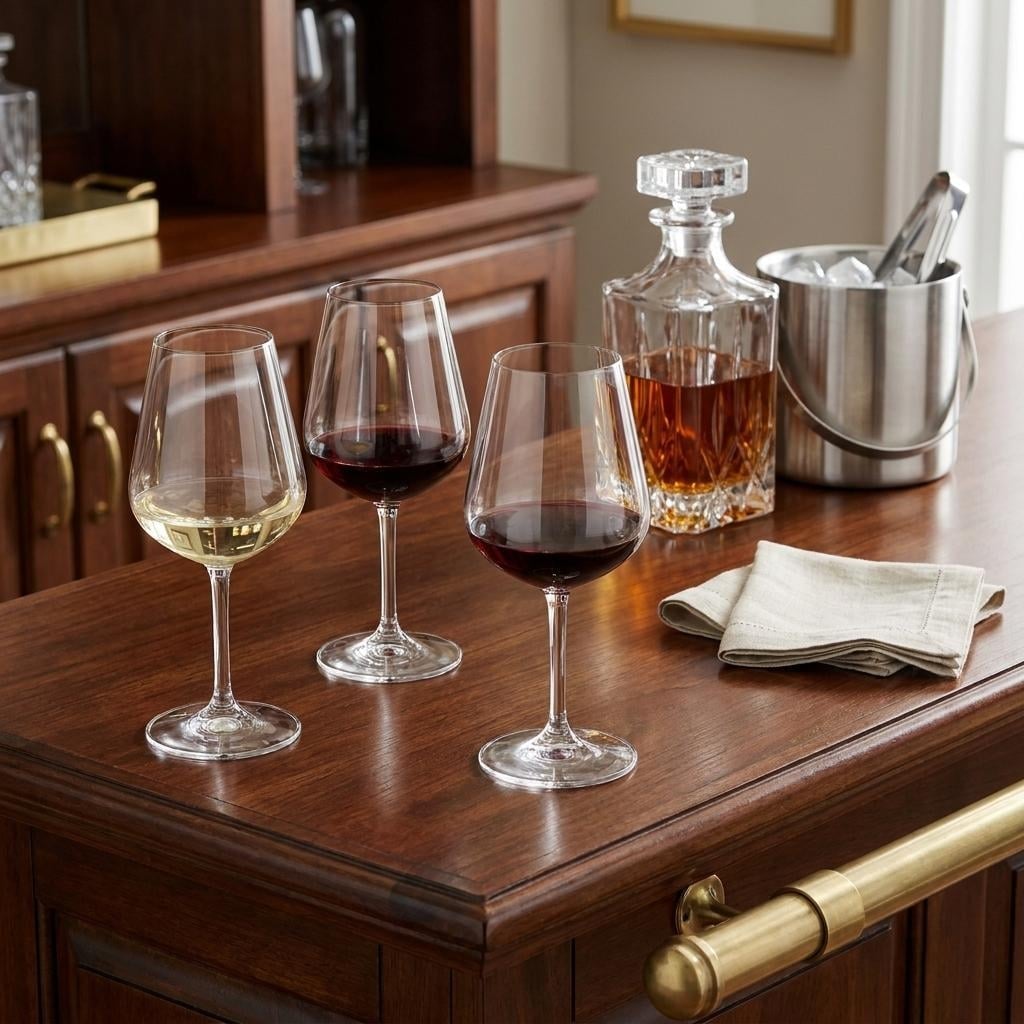HomeRoots Set of Four Clear Tritan Plastic Stemmed All Purpose Wine Glasses