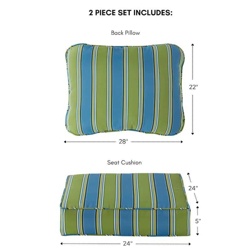 Cayman Stripe Outdoor 24-inch x 24-inch Premium Deep Seat Cushion Set (Cushions Only)