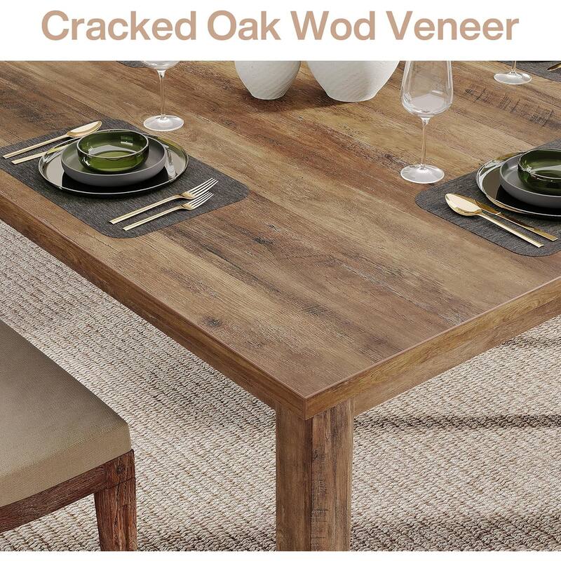 Square Wood Dining Table, Farmhouse Kitchen Table for Living/Dining Room