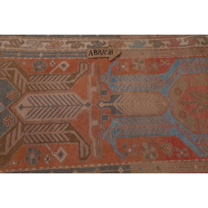 Orange Ardebil Persian Vintage Runner Rug Hand-Knotted Wool Carpet - 3'0" x 10'0"