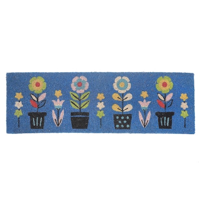 Coir Door Mat Triple Florals 10 X 30