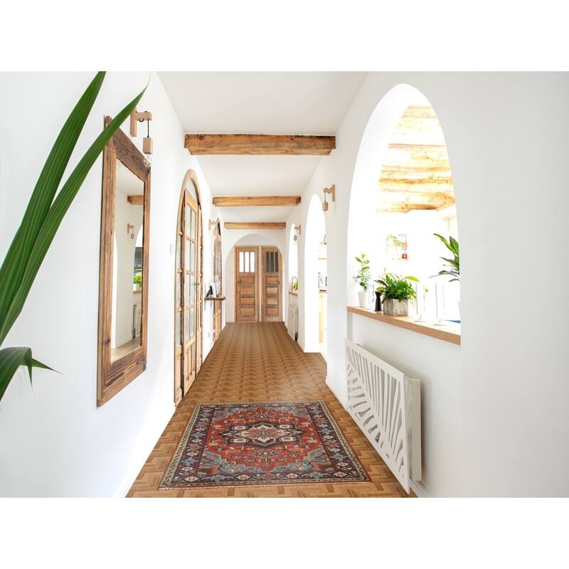 Geometric Heriz Serapi Oriental Accent Rug Handmade Wool Carpet - 3'0"x 4'10"