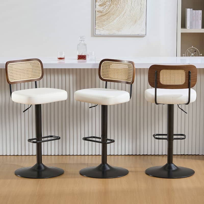 Adjustable Height Swivel Bar Stools with Back and Footrest - 17.7"W x 15.75"D x 35"-42.9"H