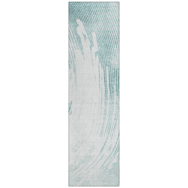 Machine Washable Indoor/Outdoor Contemporary Wave Chantille Rug