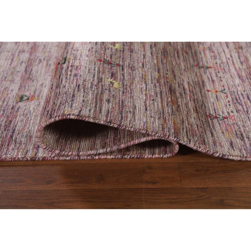 Gabbeh Indian Area Rug Hand-Knotted Tribal Wool Carpet - 8'0"x 9'11"