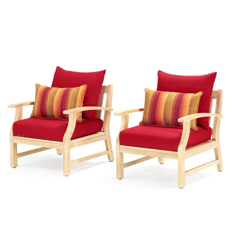 Kooper 2 Piece Sunbrella Outdoor Patio Club Chairs - Sunset Red