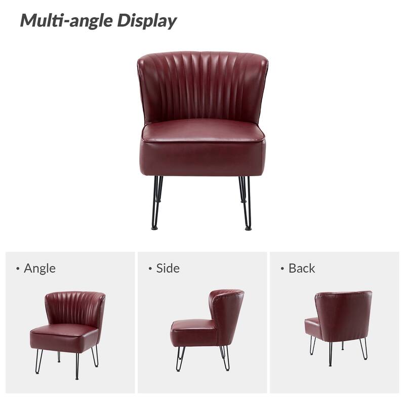 Donia Modern Faux Leather Armless Wingback Side Chair with Metal Legs Set of 2 by HULALA HOME