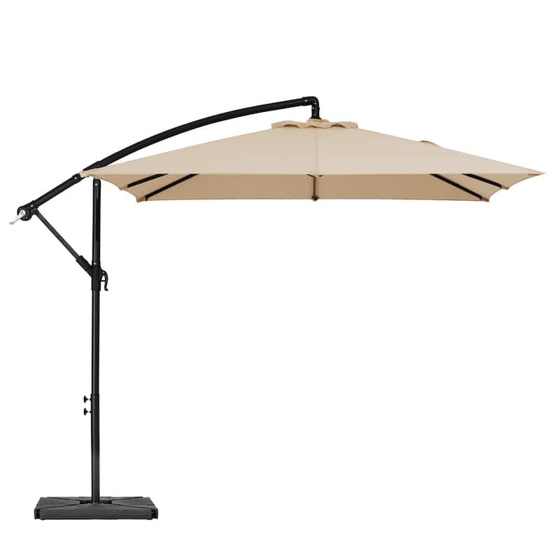 8ft×8ft Square Steel Crank-lift Cantilever Umbrella With Weighted Base