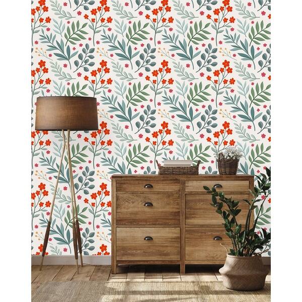 Red Little Flowers Wallpaper Peel and Stick and Prepasted - Bed Bath ...