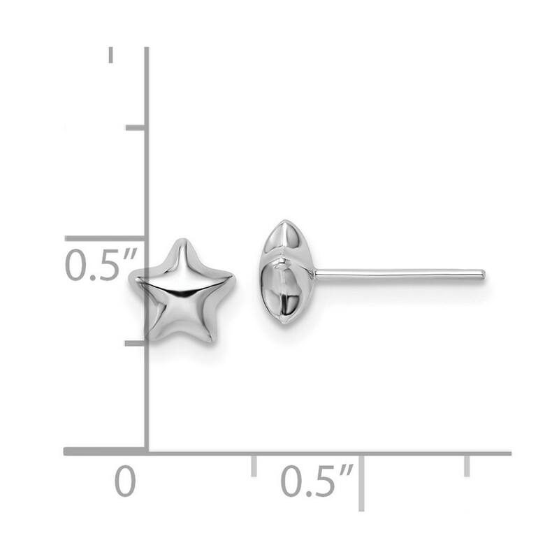 Curata 14k White Gold 6.5mm Polished Small Puffed Star Post Earrings