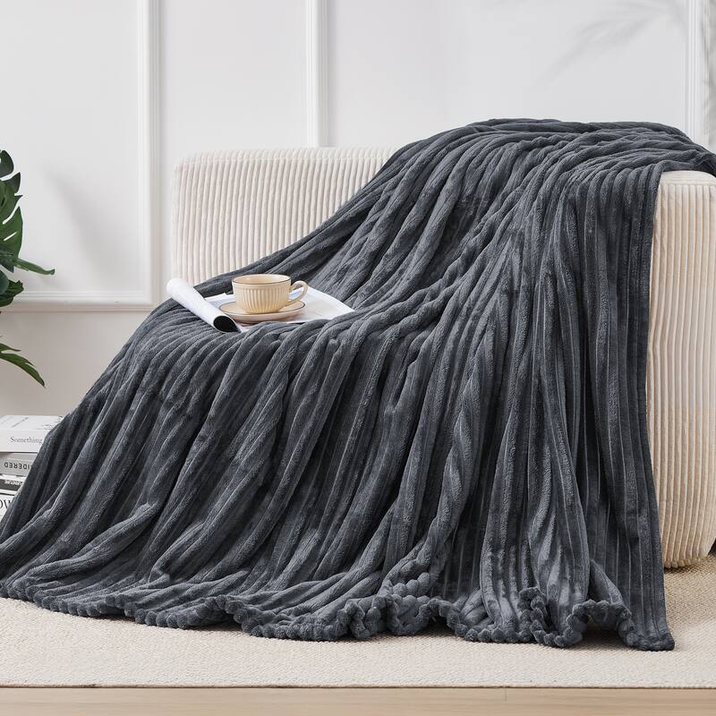 Textured Stripe Cozy Throw Blanket, Ultra-Soft, All-Season Comfort for Every Adventure