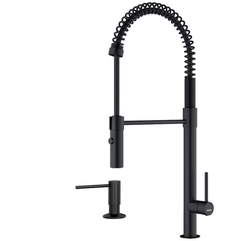 Karran Bluffton Single-Handle Pull-Down Sprayer Kitchen Faucet with Matching Soap Dispenser
