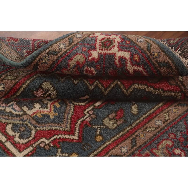 Geometric Heriz-Serapi Oriental Foyer Rug Hand-Knotted Wool Carpet - 3'10" x 5'9"