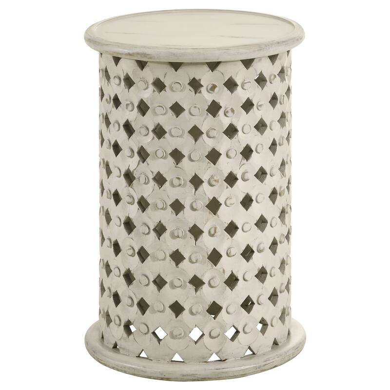 Krish 24-inch Round Mango Wood Side Table