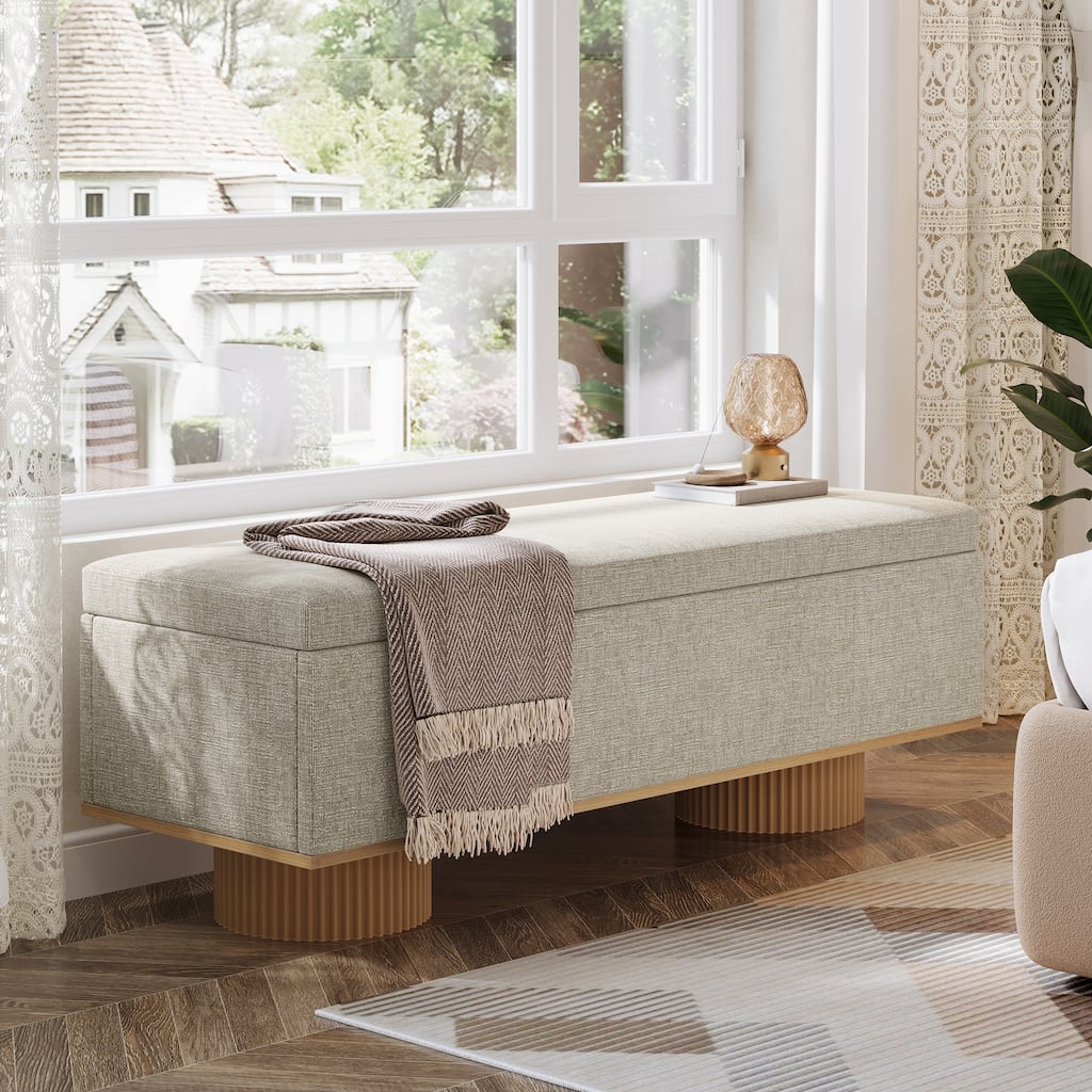 Storage Bench with Padded Seat Cushion Shoe Bench with Flip Up Storage for Entryway