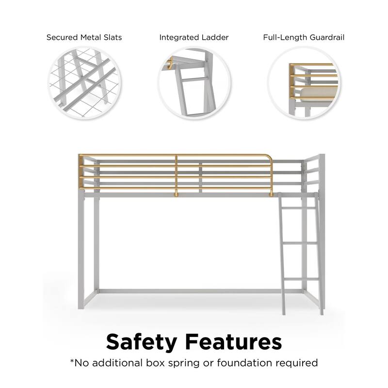 Little Seeds Monarch Hill Haven Twin Size Metal Junior Loft Bed
