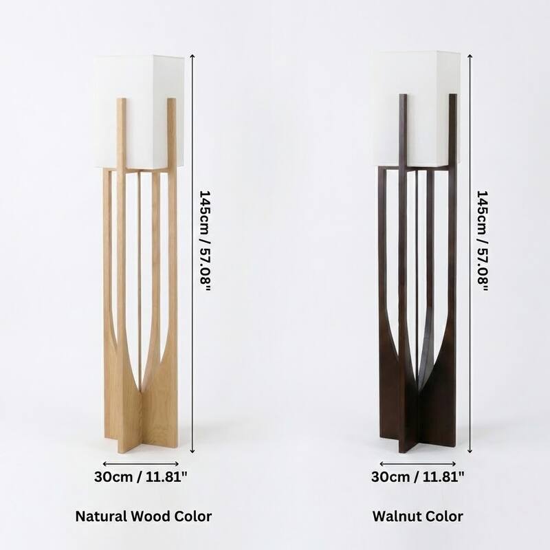 Solid Wood Modern Floor Lamp with Fabric Shade