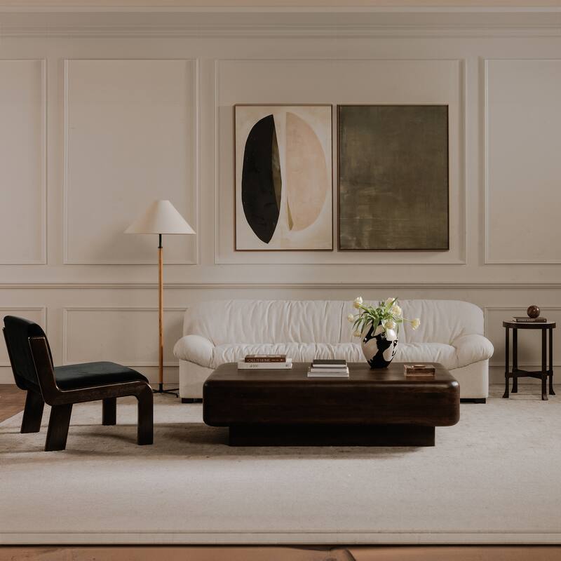 NADAAL STUDIOS Zarek Sofa, Oversized Form with Textured Upholstery and Feather Blend Fill, Flecked Oat