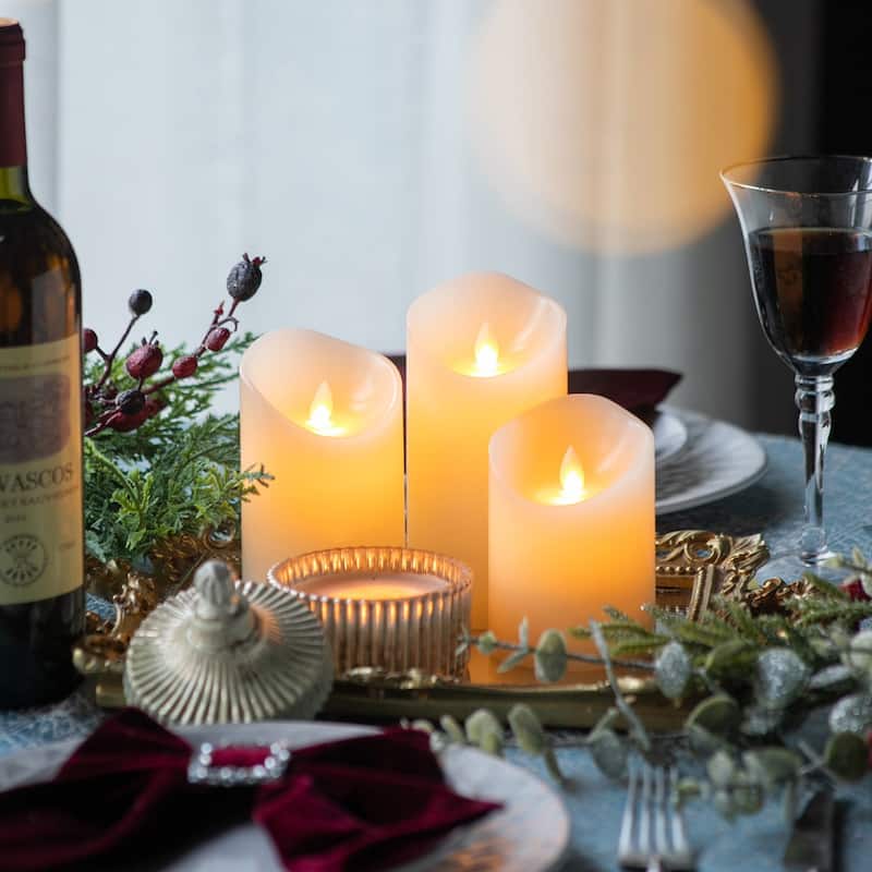 3 Piece Flickering LED Candles with Remote Timer