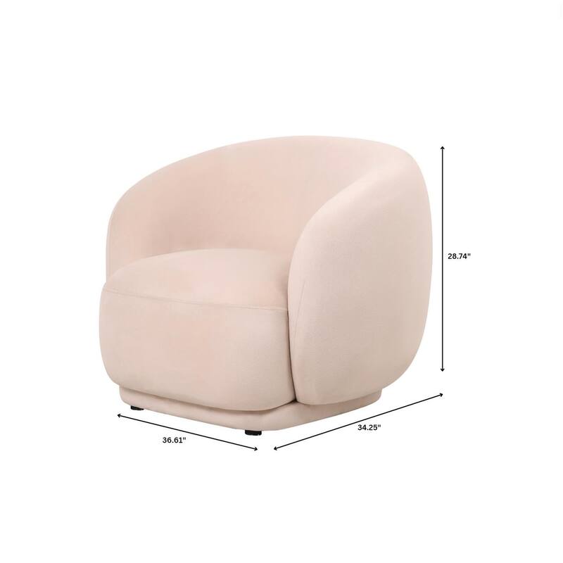 Faze Mid-Century Velvet Barrel Accent Chair with Solid Wood Frame, Plush Foam Cushion, No Assembly Required