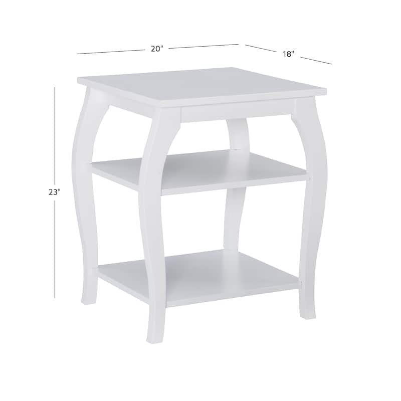 Ingrid Wood Farmhouse Side Table with 2 Shelves