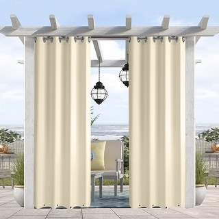 Pro Space Waterproof Blackout Outdoor Curtains, Top and Bottom, Solid Thermal Window Drapes (1 Panel)